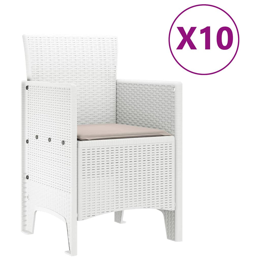 Tuin Eetset met kussen 11 pcs Wit en Taupe Synthetisch riet