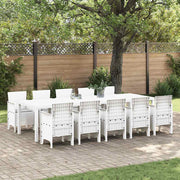 Tuin Eetset 11-delig wit lichtgrijs polyrattan