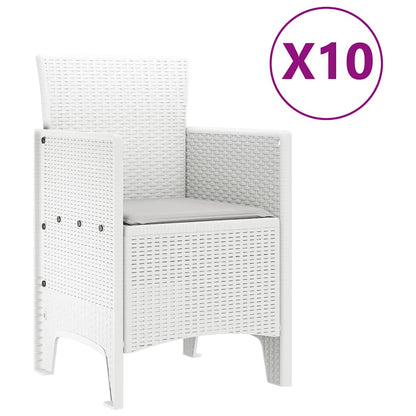 Tuin Eetset 11 pcs Wit en lichtgrijs Riet en Polyester