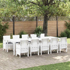 Tuin Eetset 11-delig wit poly rattan aluminium