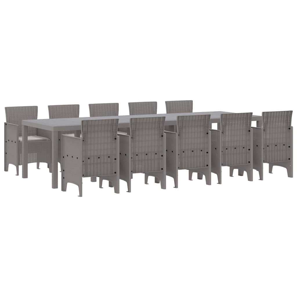 Tuin Eetset 11 st Lichtgrijs Rattan en Aluminium