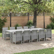 Tuin Eetset 11-delig lichtgrijs crème poly rattan aluminium