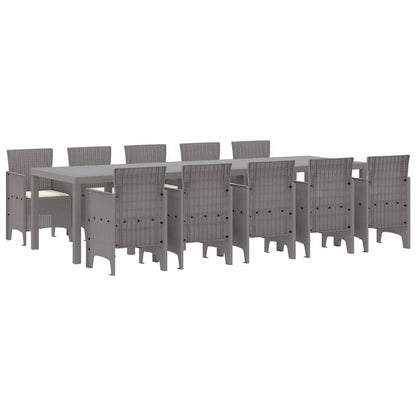 Tuin Eetset 11 st Lichtgrijs en Crème Poly rattan en Aluminium