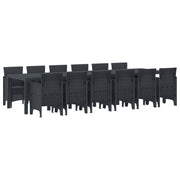 Tuin Eettafelset 13-delig poly rattan antraciet