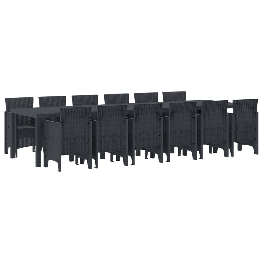 Tuin Eetset 13 pcs Antraciet Polt riet