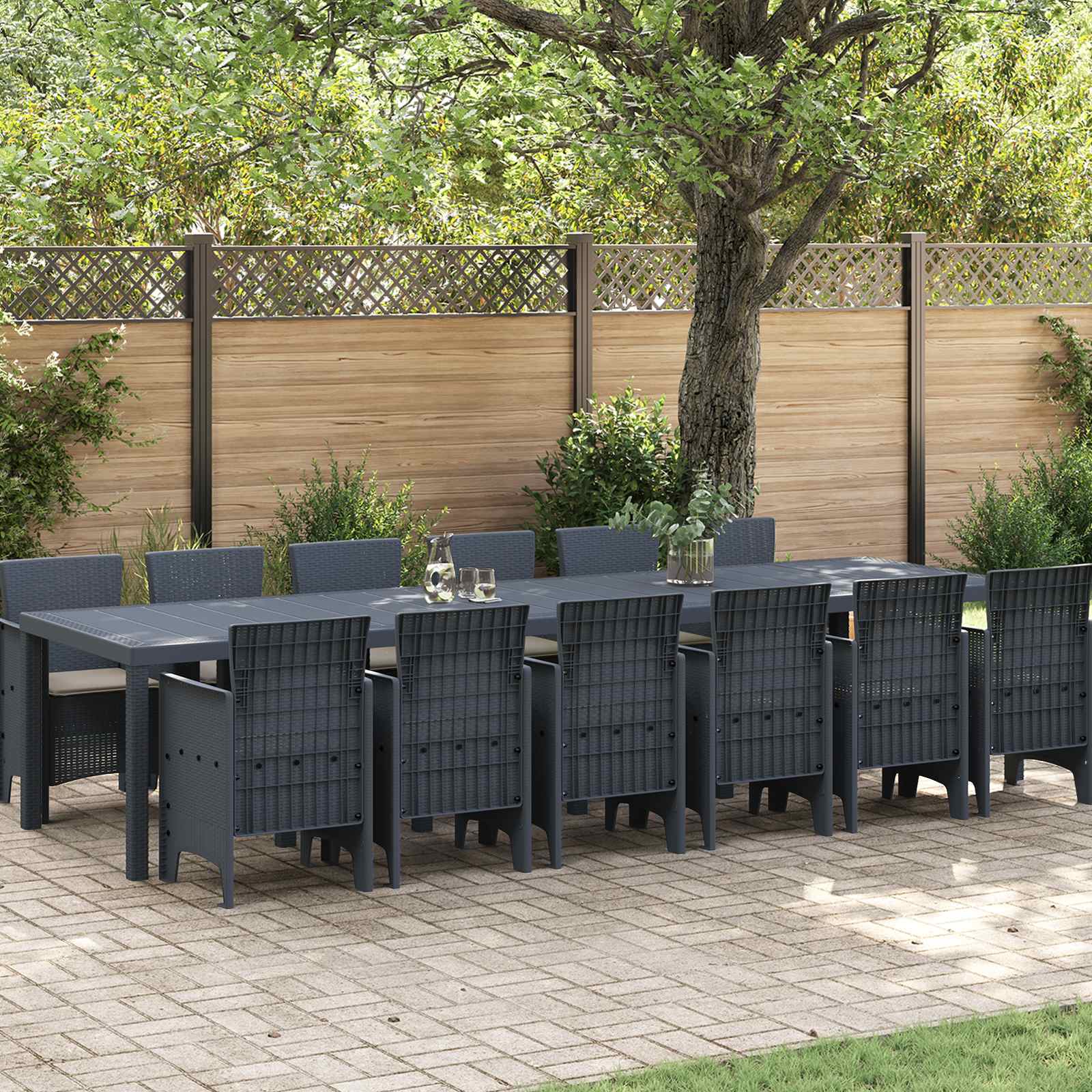 Tuin Eetset 13 pcs Antraciet Polt riet
