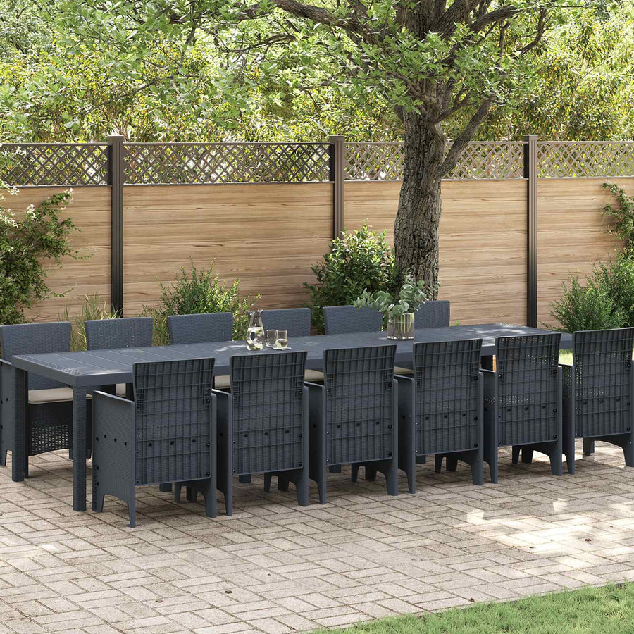 Tuin Eetset 13 pcs Antraciet Polt riet