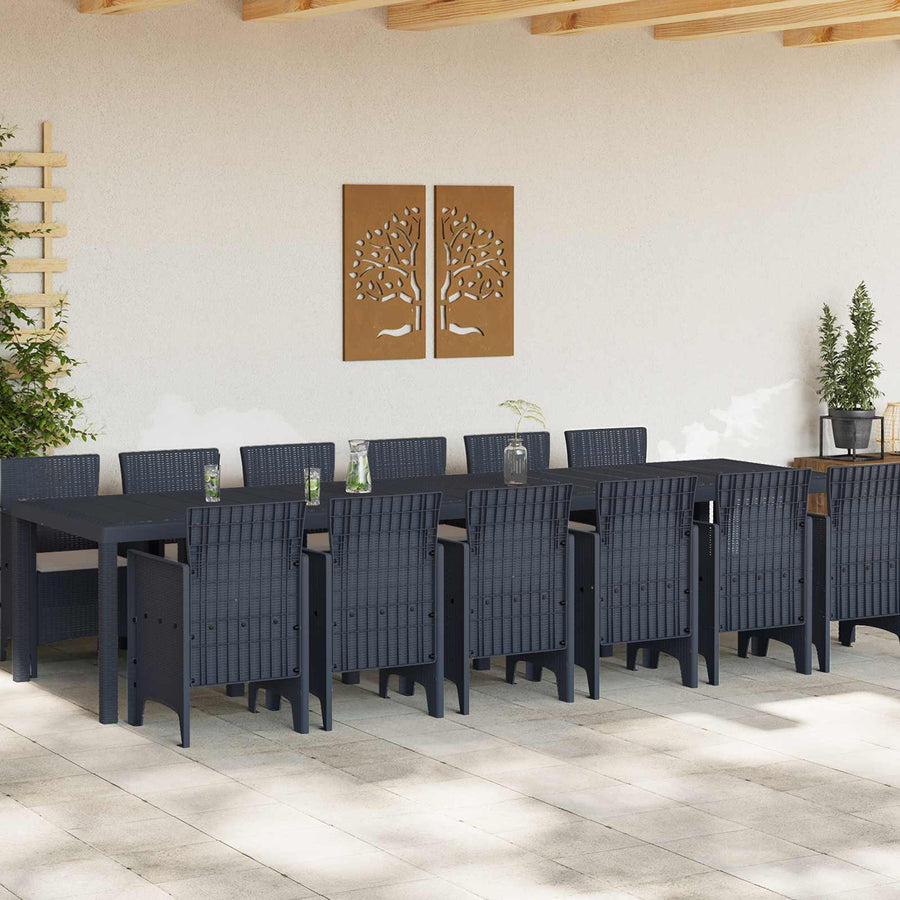 Tuin Eetset 13 pcs Antraciet Polt riet