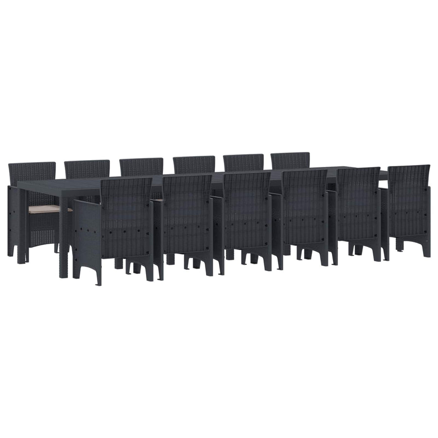 Tuin Eetset 13 pcs Antraciet Polt riet