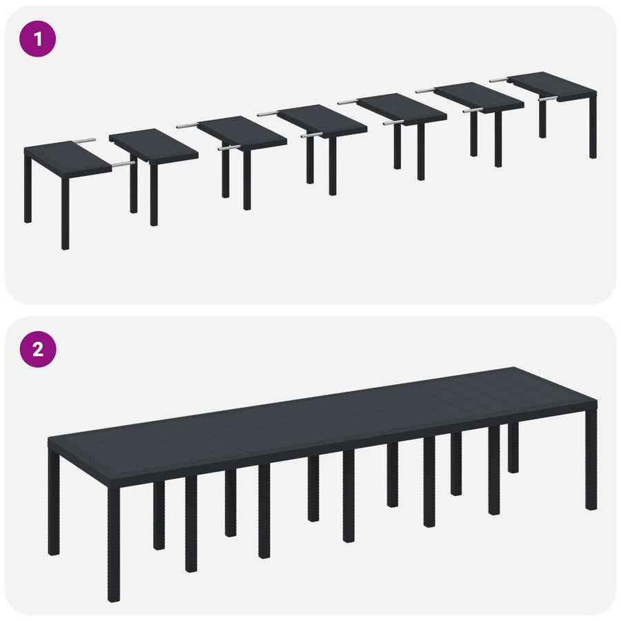 Tuin Eetset 13 pcs Antraciet Polt riet