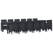 Tuin Eetset 13-delig poly rotan antraciet