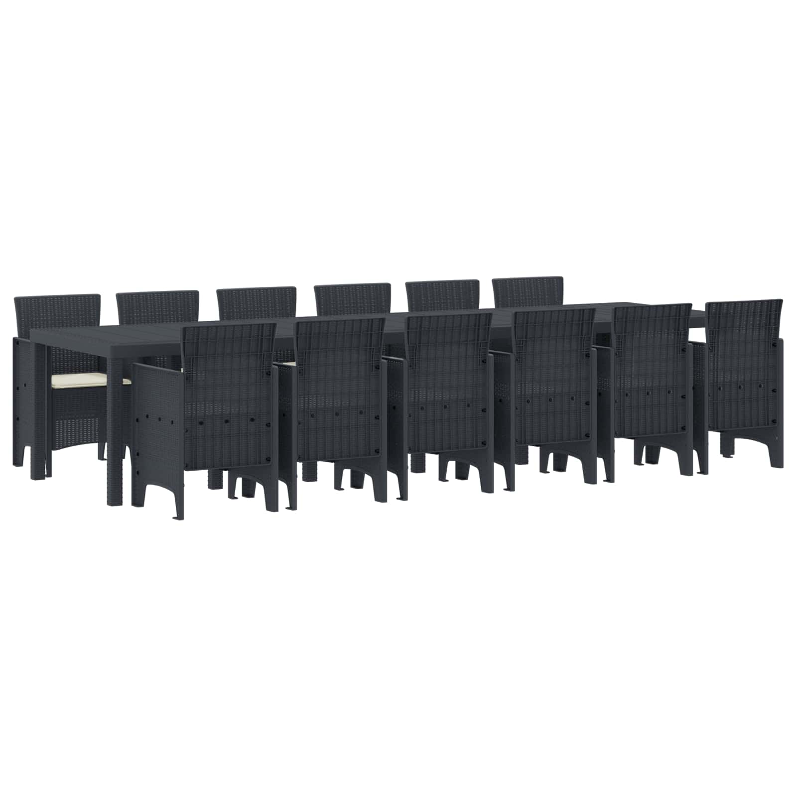 Tuin Eetset 13 pcs Antraciet Polt riet