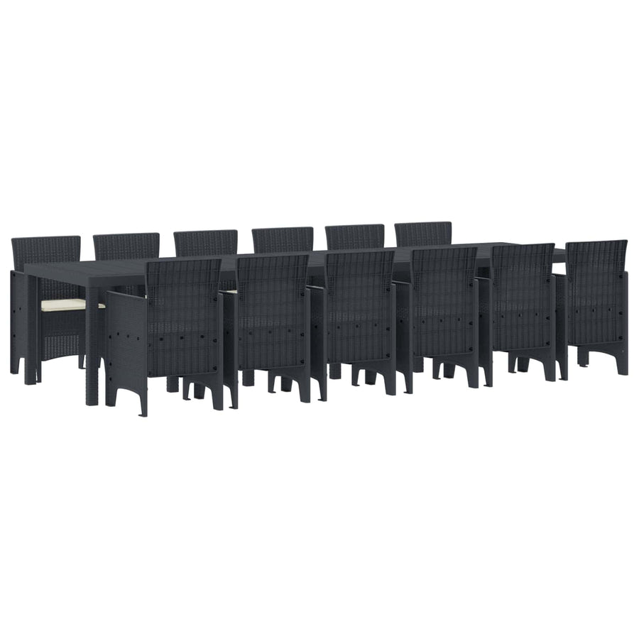Tuin Eetset 13 pcs Antraciet Polt riet