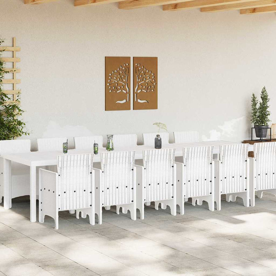 Tuin Eetset 13 pcs Wit Polt riet