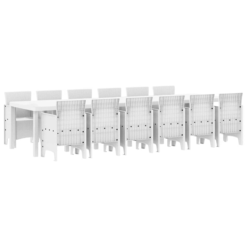 Tuin Eetset 13 pcs Wit Polt riet