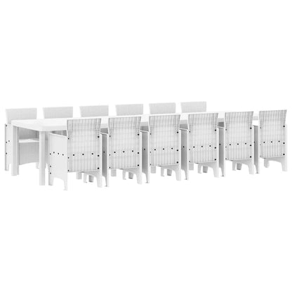Tuin Eetset 13 pcs Wit Polt riet