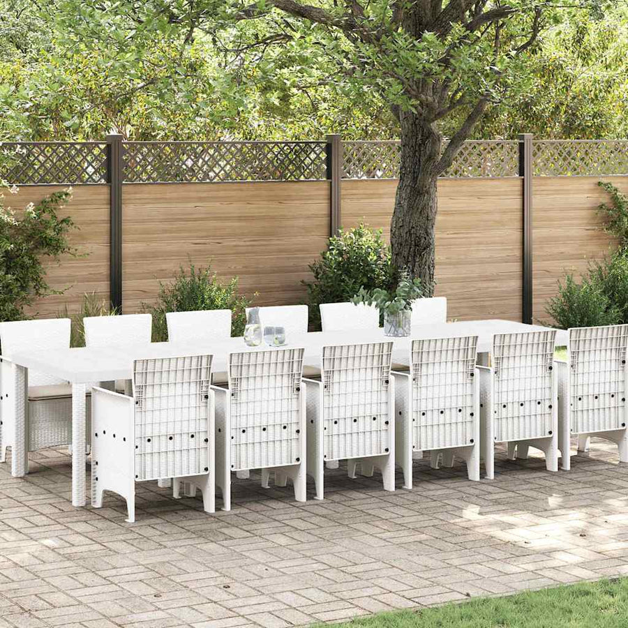Tuin Eetset 13 pcs Wit Polt riet