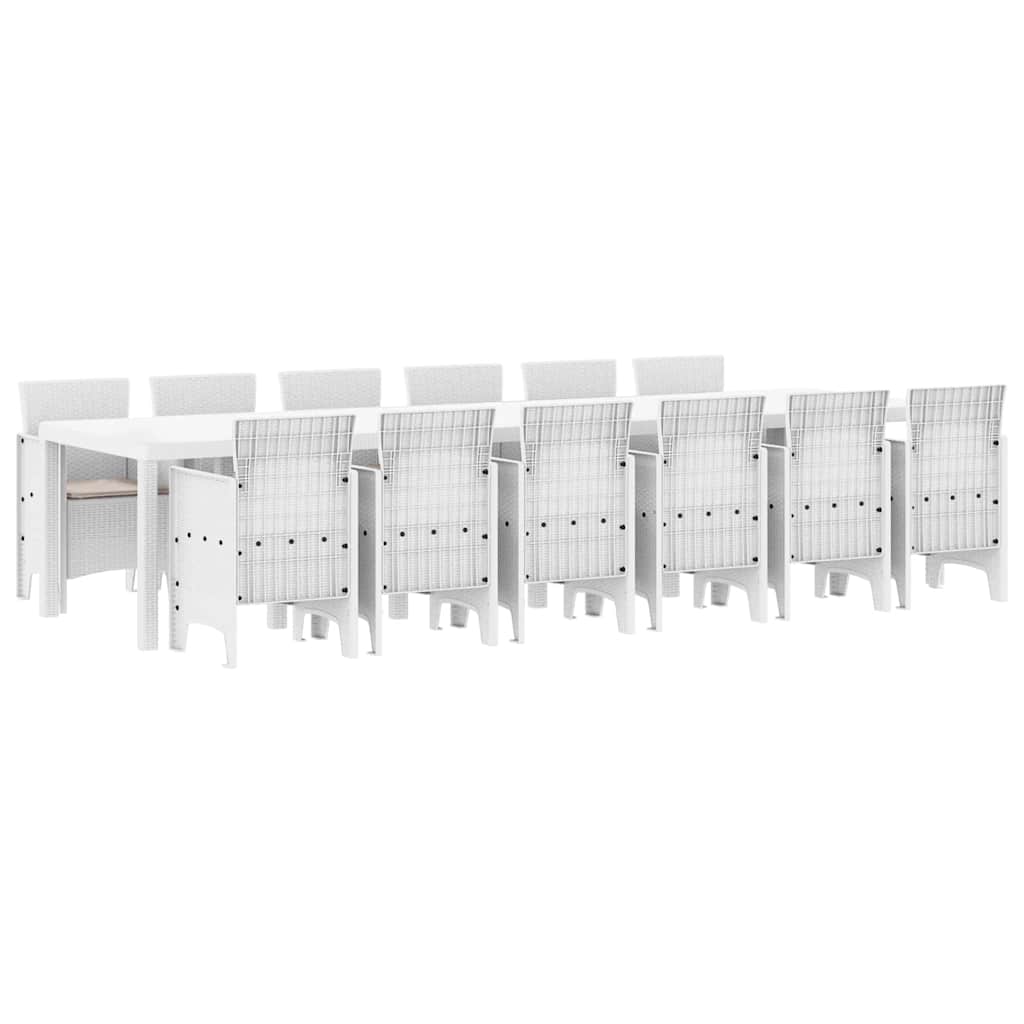 Tuin Eetset 13 pcs Wit Polt riet