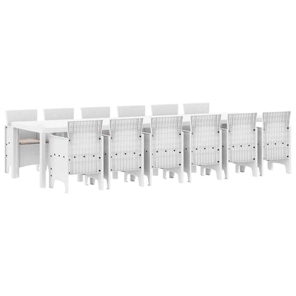 Tuin Eetset 13 pcs Wit Polt riet