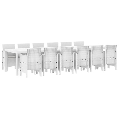 Tuin Eetset 13 pcs Wit Polt riet