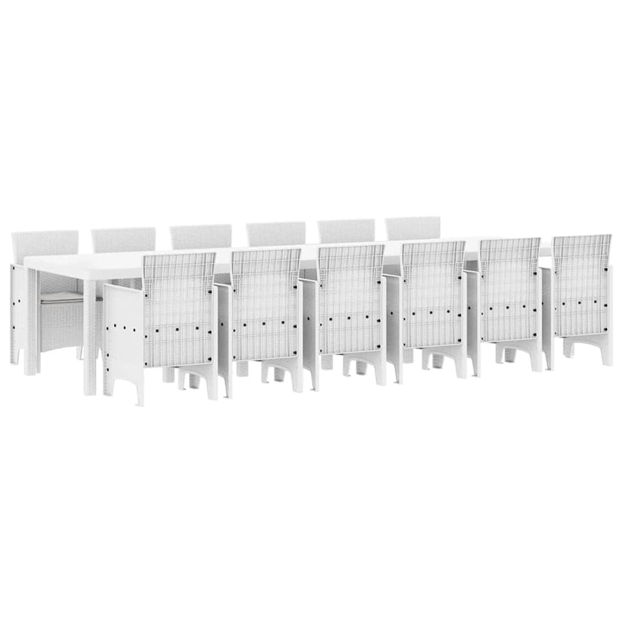 Tuin Eetset 13 pcs Wit Polt riet