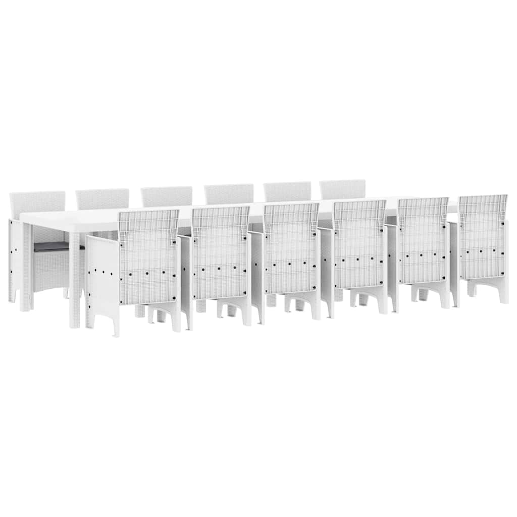 Tuin Eetset 13 pcs Wit Polt riet