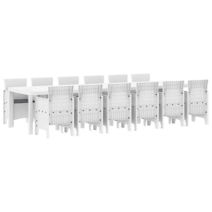 Tuin Eetset 13 pcs Wit Polt riet