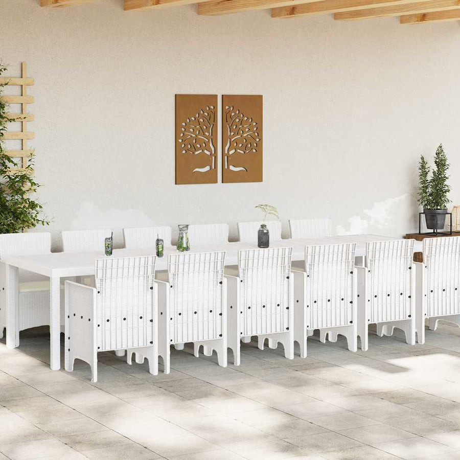 Tuin Eetset 13 pcs Wit Polt riet