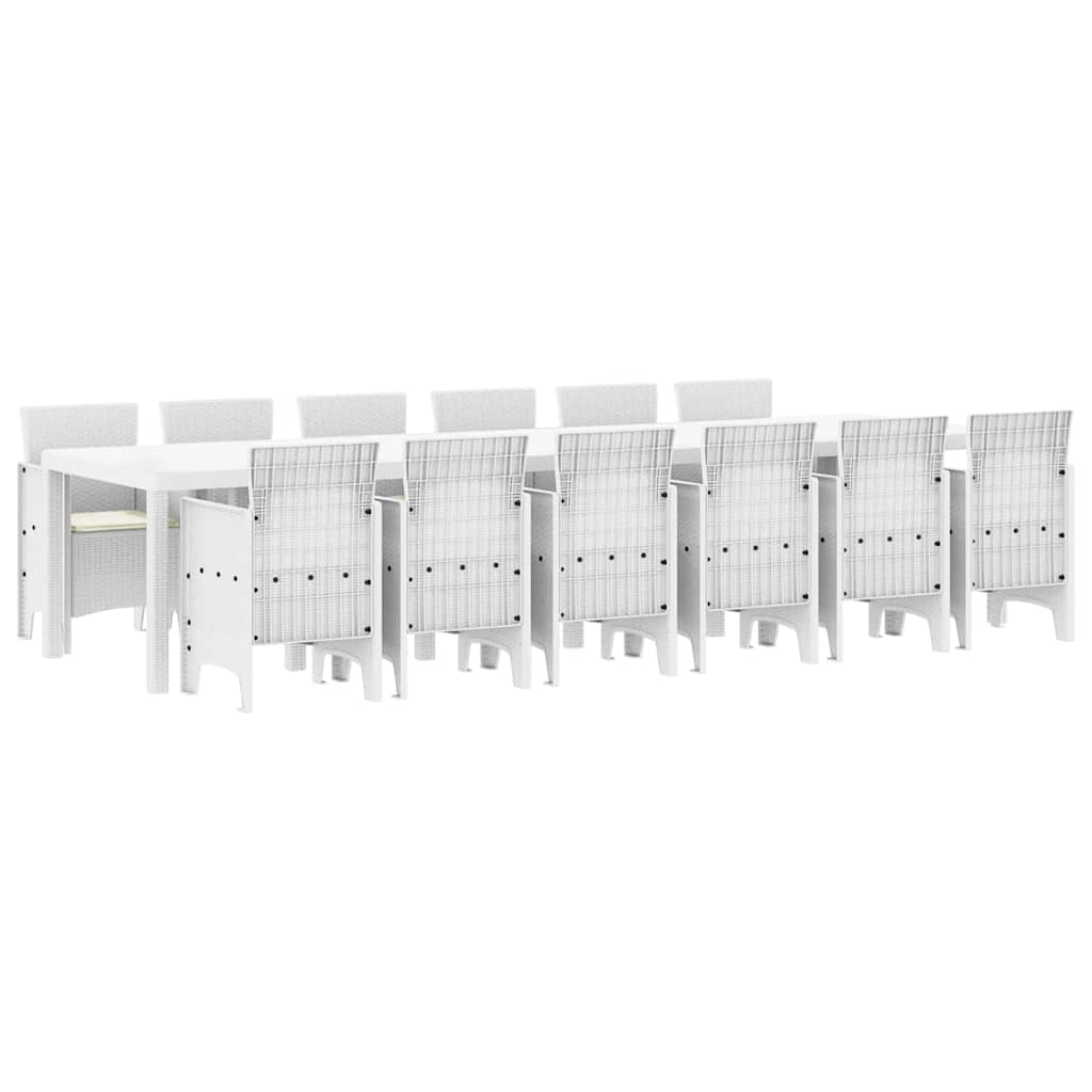 Tuin Eetset 13 pcs Wit Polt riet