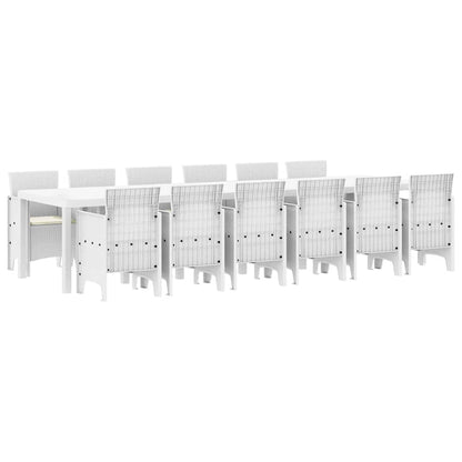 Tuin Eetset 13 pcs Wit Polt riet