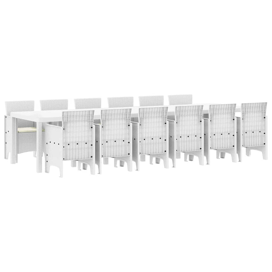 Tuin Eetset 13 pcs Wit Polt riet