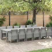 Tuin Eettafelset 13-delig lichtgrijs poly rotan