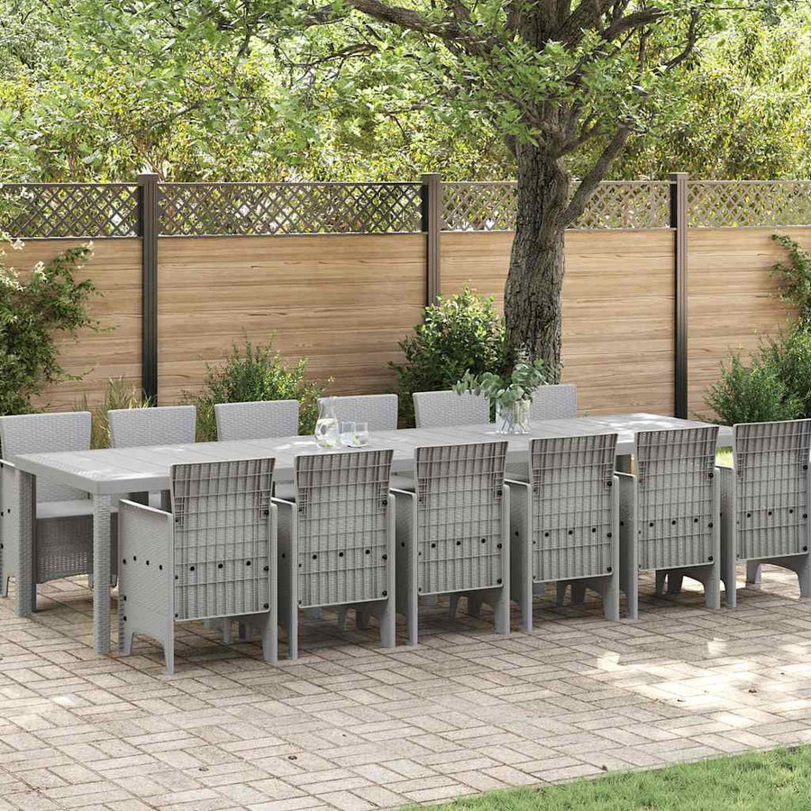 Tuin Eetset 13 pcs Lichtgrijs Polt riet
