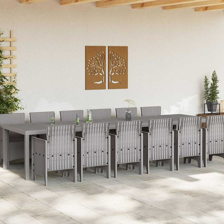 Tuin Eetset 13 pcs Lichtgrijs Polt riet