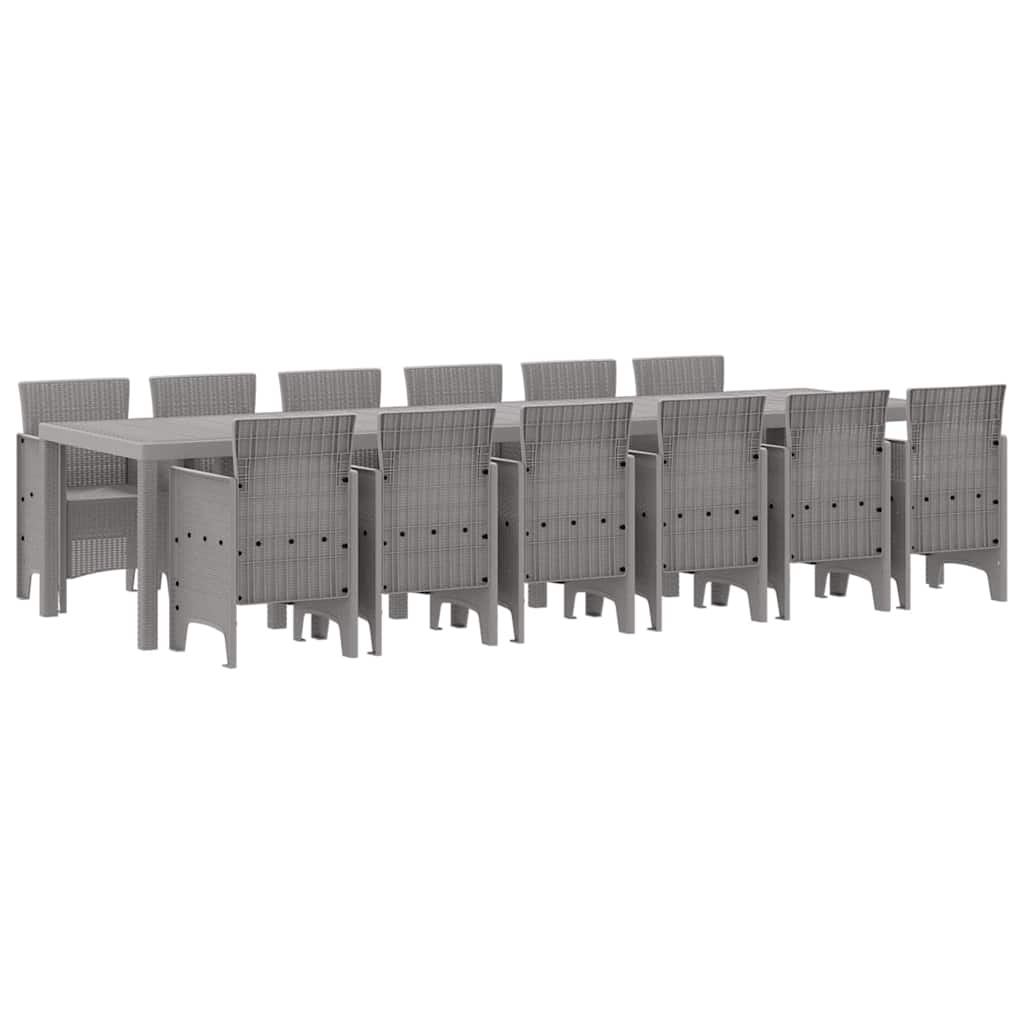 Tuin Eetset 13 pcs Lichtgrijs Polt riet
