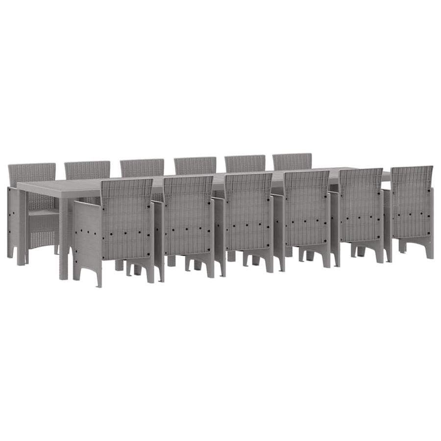 Tuin Eetset 13 pcs Lichtgrijs Polt riet