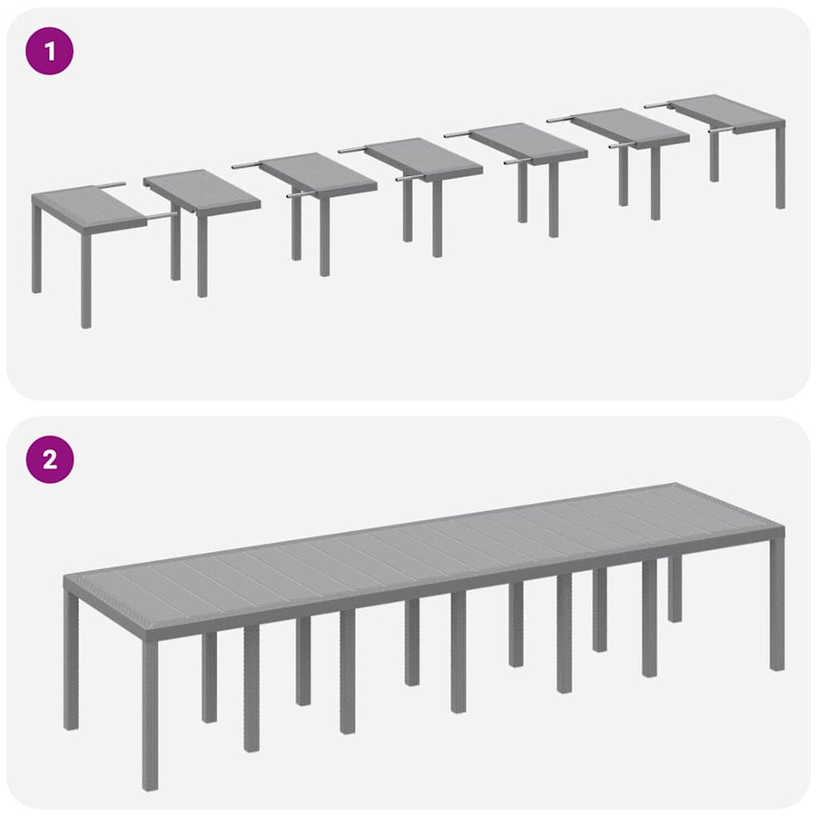 Tuin Eetset 13 pcs Lichtgrijs Polt riet