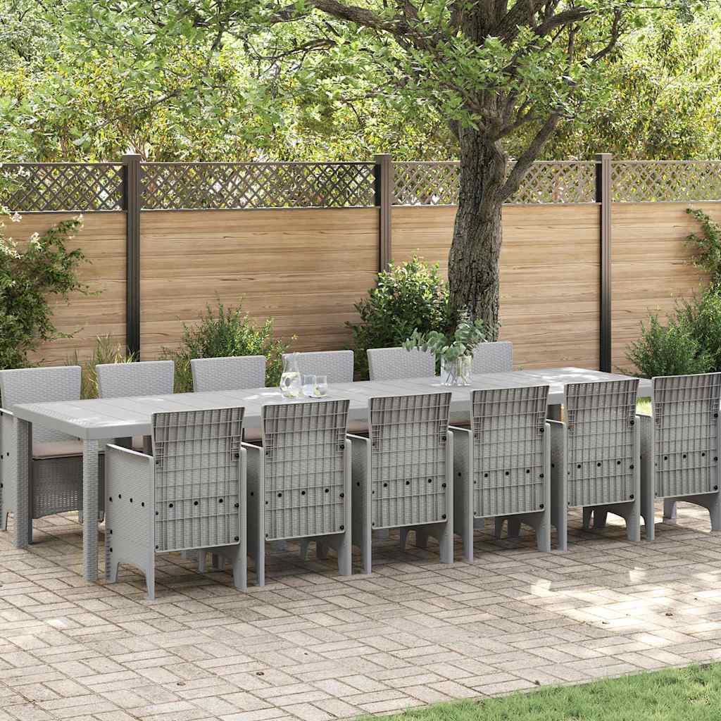 Tuin Eetset 13 pcs Lichtgrijs Polt riet