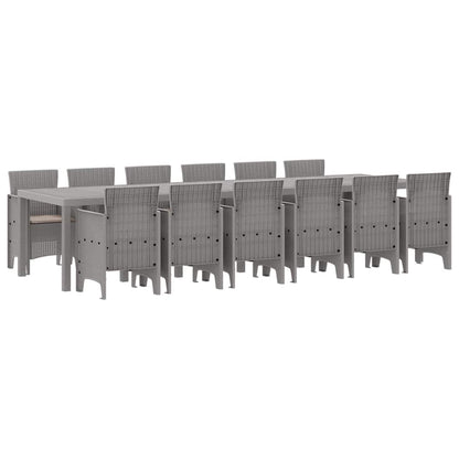 Tuin Eetset 13 pcs Lichtgrijs Polt riet