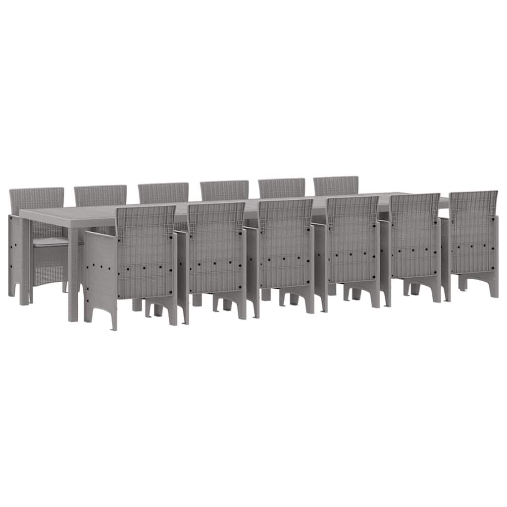 Tuin Eetset 13 pcs Lichtgrijs Polt riet
