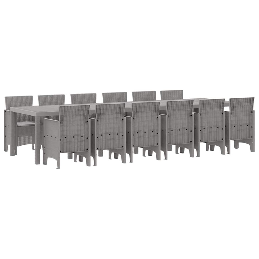 Tuin Eetset 13 pcs Lichtgrijs Polt riet