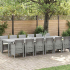 Tuin Eetset 13-delig lichtgrijs poly rotan