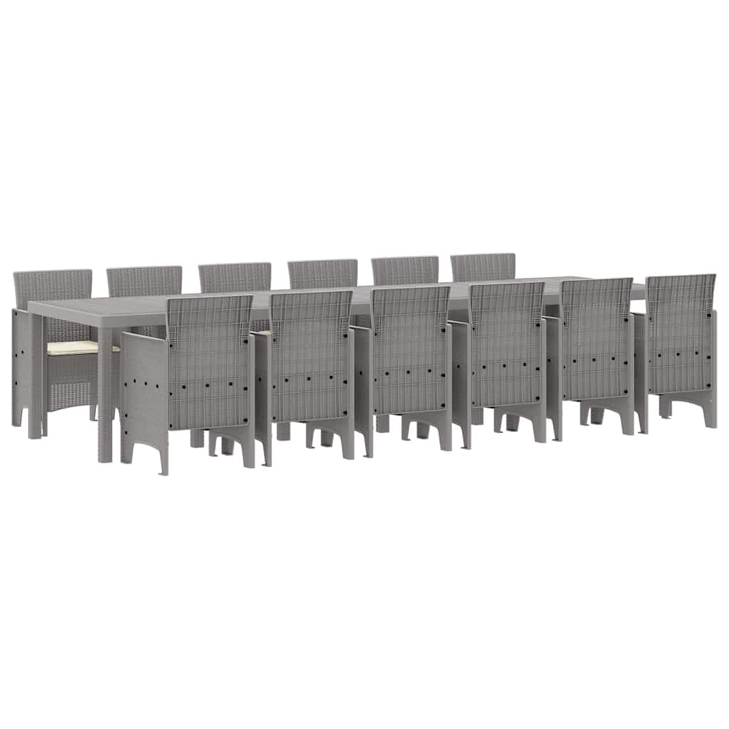 Tuin Eetset 13 pcs Lichtgrijs Polt riet