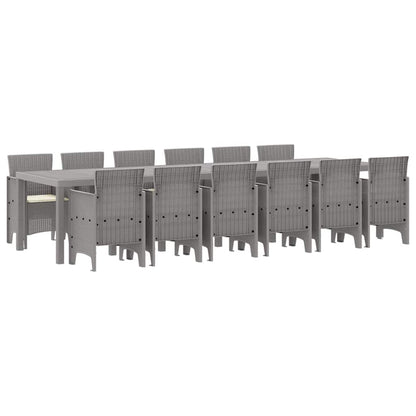 Tuin Eetset 13 pcs Lichtgrijs Polt riet
