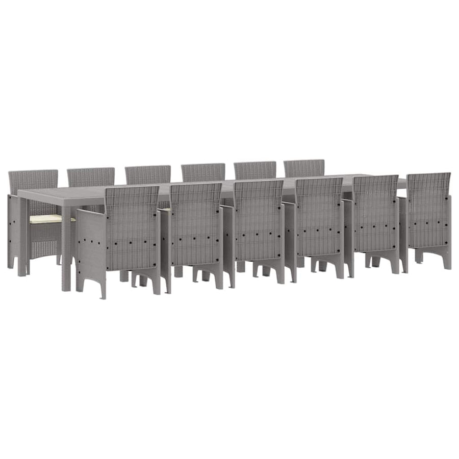 Tuin Eetset 13 pcs Lichtgrijs Polt riet