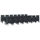 Tuin eettafelset 14 personen antraciet poly rattan
