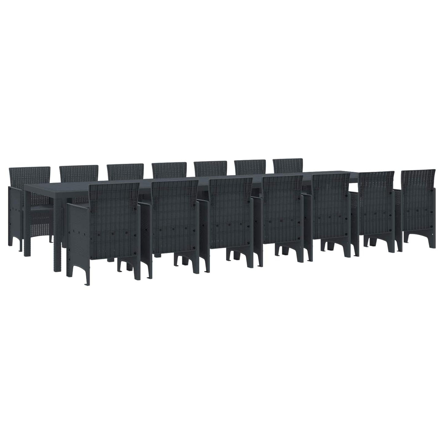 Tuin Eettafelset met kussens met kussen 15 pcs Antraciet PP