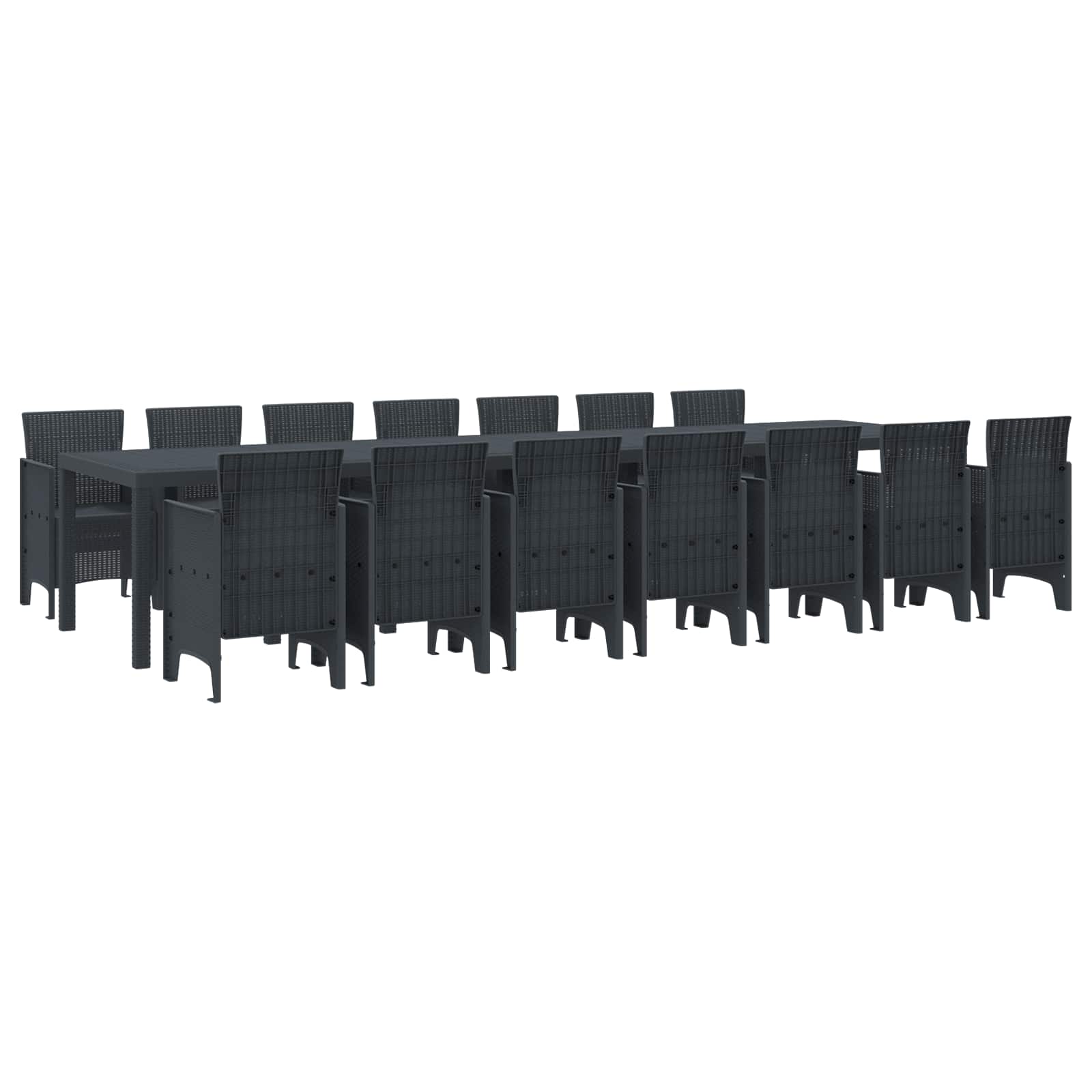 Tuin Eettafelset met kussens met kussen 15 pcs Antraciet PP