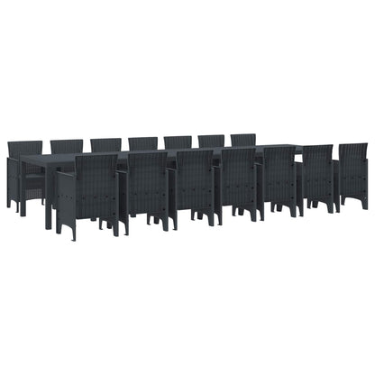 Tuin Eettafelset met kussens met kussen 15 pcs Antraciet PP