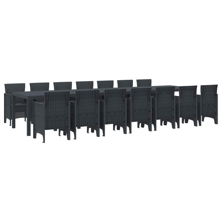 Tuin Eettafelset met kussens met kussen 15 pcs Antraciet PP